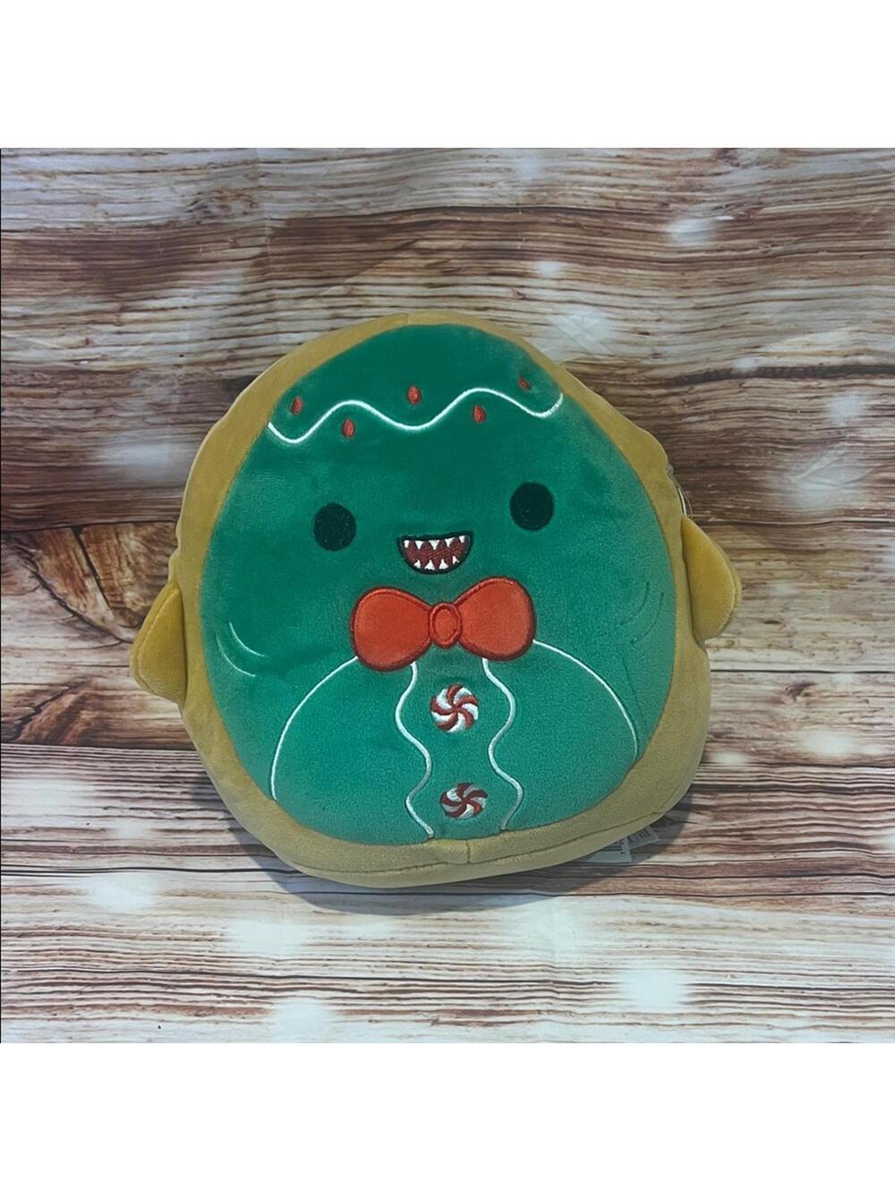 Squishmallows "Mork the Gingerbread Shark" from the 2024 Christmas Squad.